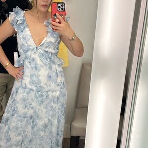 Ruffle trim dress AQUA